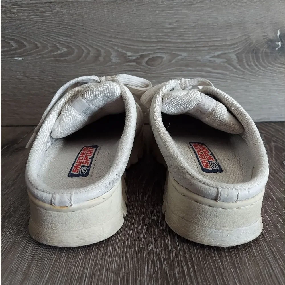 Vintage Y2K Skechers Chunky Platform Mules White Rhinestone Slip-on Sneaker 6